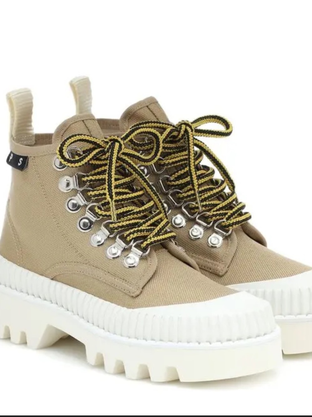 Proenza Schouler Beige Canvas Lug-Sole Ankle Boots Women’s size 6.5